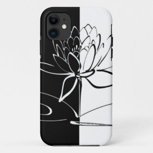 Capa Para iPhone 11 Yin Yang Black White Lotus Blossom