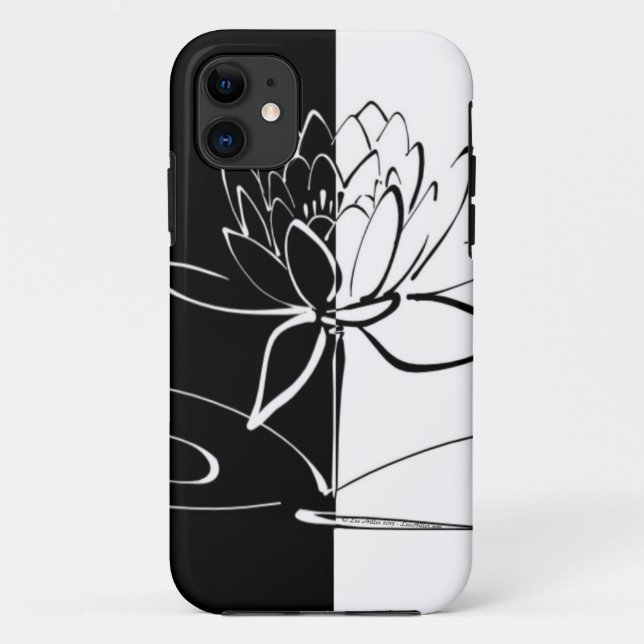 Capa Para iPhone 11 Yin Yang Black White Lotus Blossom (Verso)