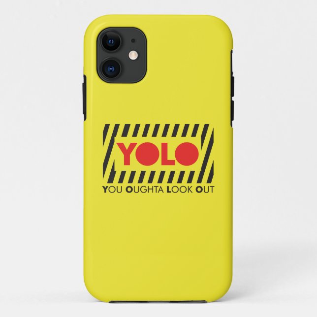 Capa Para iPhone 11 YOLO com cuidado vermelho (Verso)