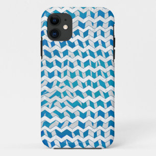 Capa Para iPhone 11 Zebra Blue e White Chevron