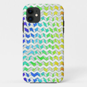 Capa Para iPhone 11 Zebra Chevron Rainbow e White Impressão