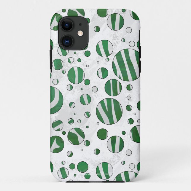 Capa Para iPhone 11 Zebra Green e Bolinhas branca (Verso)