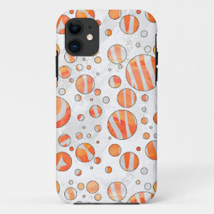 Capa Para iPhone 11 Zebra Orange e Bolinhas branca