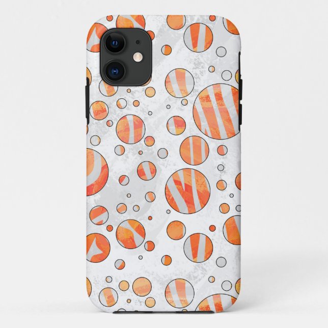 Capa Para iPhone 11 Zebra Orange e Bolinhas branca (Verso)