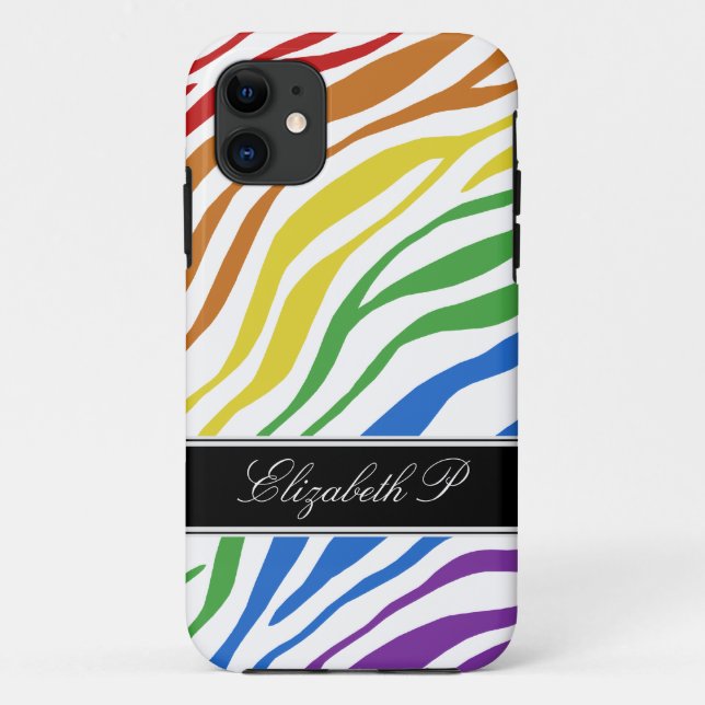 Capa Para iPhone 11 Zebra Print Mix Rainbow iPhone 5 Case (Verso)