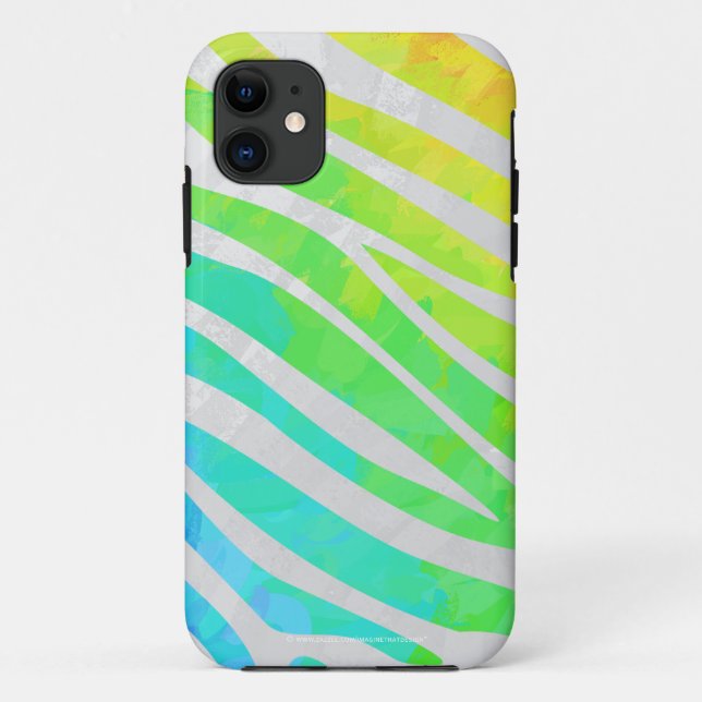 Capa Para iPhone 11 Zebra Rainbow e White Impressão (Verso)
