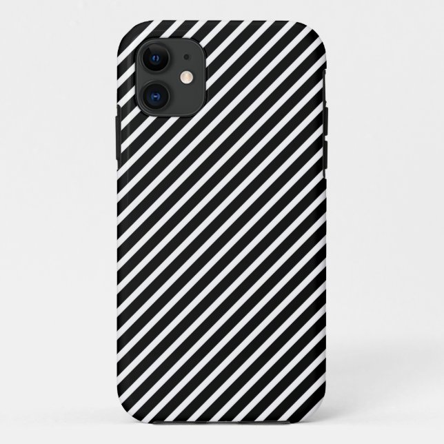 CAPA PARA iPhone 11 ZEBRA-STRIPES, PRETO E BRANCO, DE DIAGONAL (Verso)