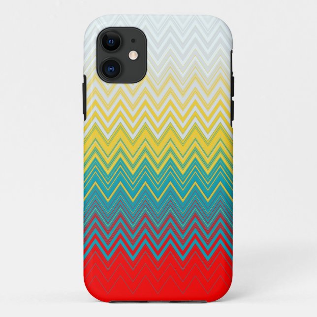 Capa Para iPhone 11 Zigzag Branco Amarelo-Vermelho (Verso)