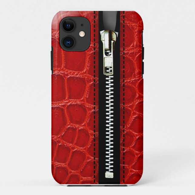Capa Para iPhone 11 Zip It Up - Trompe L'Oeil Red Crocodilo (Verso)