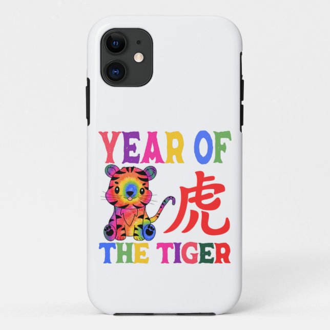 Capa Para iPhone 11 Zodíaco Chinês - Ano do Tigre no Arco-Íris (Verso)