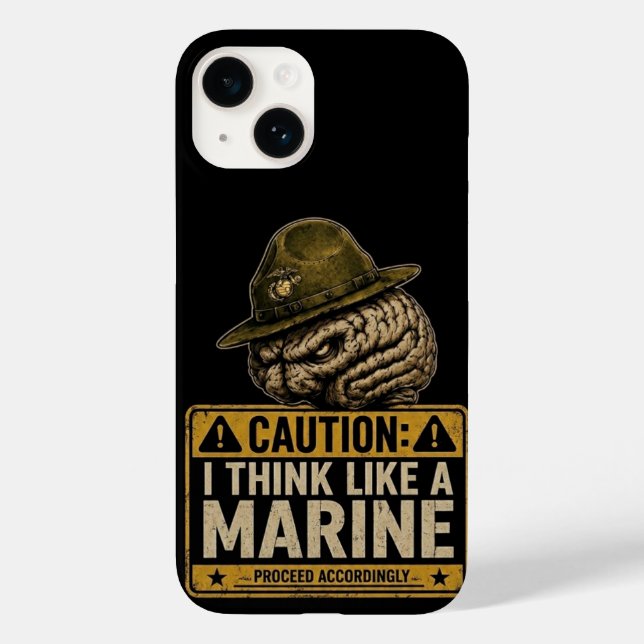 Capa para iPhone 14 Caution Marine Mindset Brain (Verso)