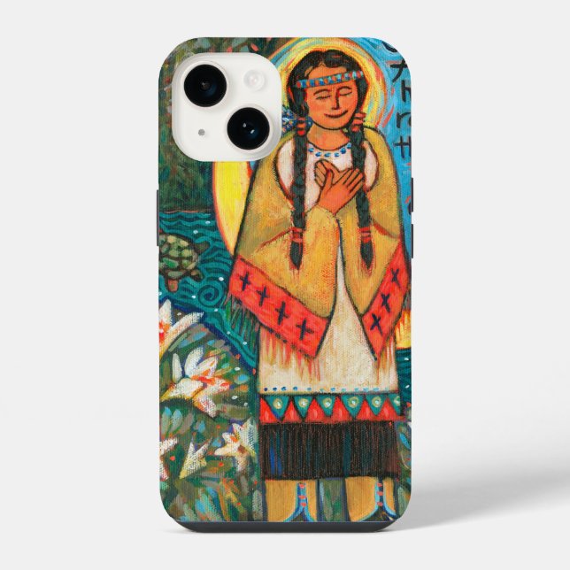 Capa para iPhone 14 da St. Kateri Tekakwitha (Verso)