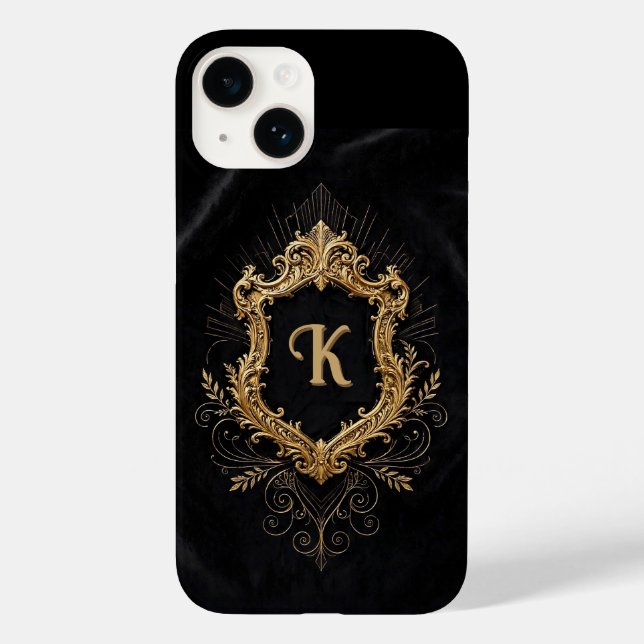 Capa para iPhone 14 • Moldura Dourada Elegante Mon (Verso)