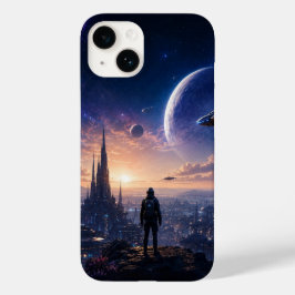 Capa para iPhone 14 • Paisagem Urbana Futurista de