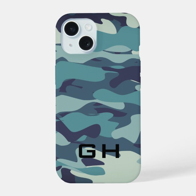 Capa para iPhone 15 com camuflagem do exército azu (Verso)