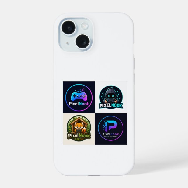 Capa para iPhone 15 com Emblemas de Jogos Retrô |  (Verso)