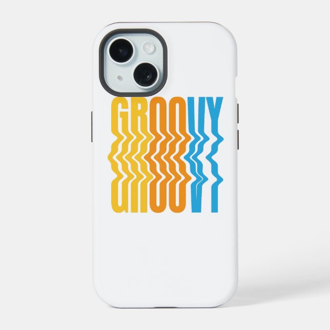 Capa para iphone 15 com texto ondulado retrô groov (Verso)