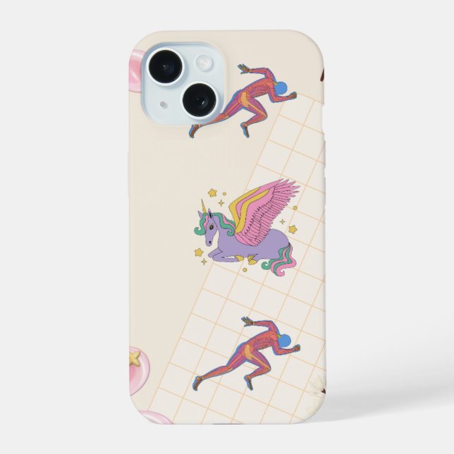 Capa para iPhone 15 com um unicórnio (Verso)