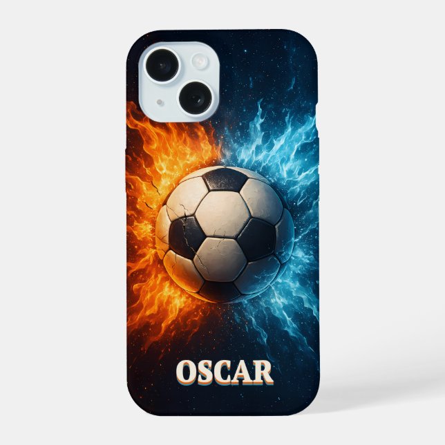 Capa para iPhone 15 de esportes/futebol personaliz (Verso)