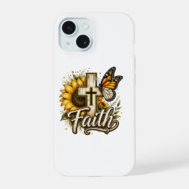 Capa para iPhone 15 Fé e Girassóis 