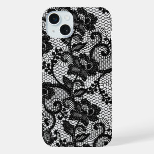 Capa para iPhone 15 Plus com Renda Preta Floral