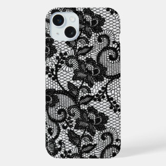 Capa para iPhone 15 Plus com Renda Preta Floral