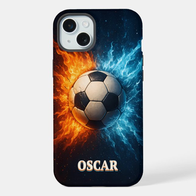 Capa para iPhone 15 Plus de Futebol Personalizada (Verso)
