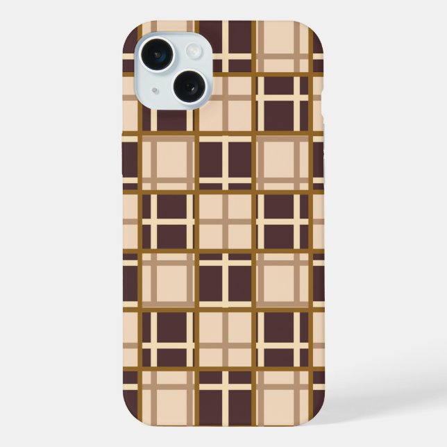 Capa para iPhone 15 Plus Tons de Marrom Abstratos (Verso)