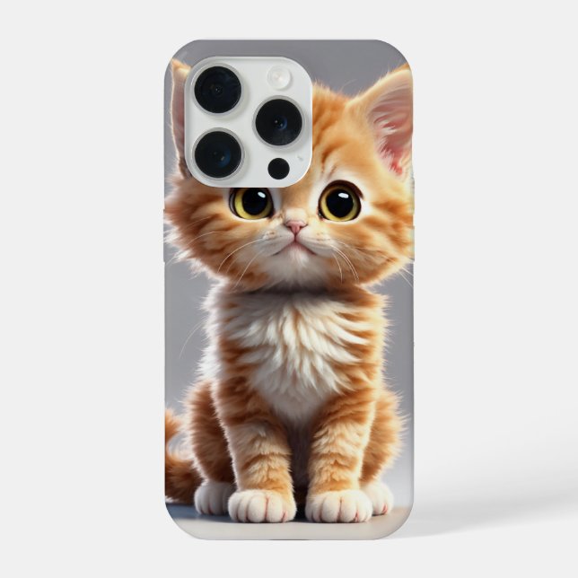 Capa para iPhone 15 Pro com Design de Gato Adoráve (Verso)