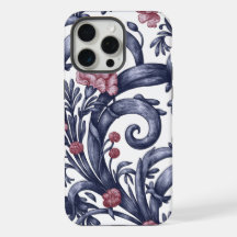 Capa para iPhone 15 Pro Max Art Nouveau Azul Rosa