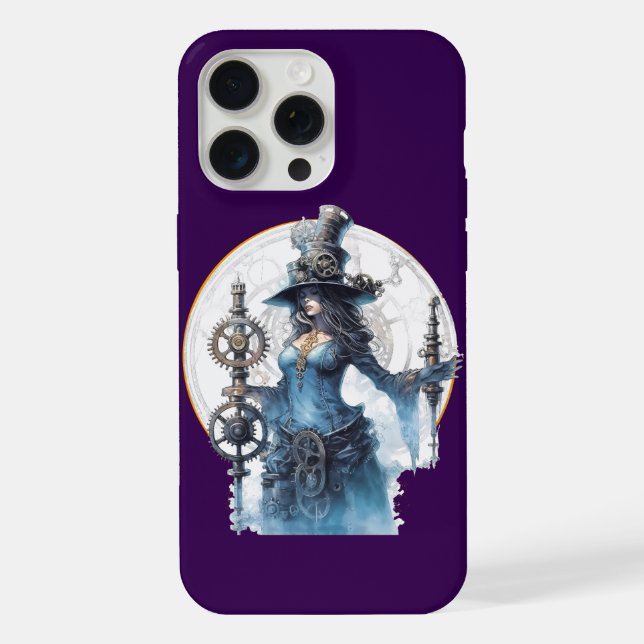 Capa para iPhone 15 Pro Max Evocação Steampunk (Verso)