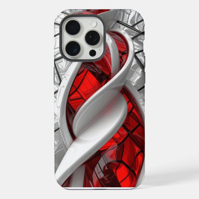 Capa para iPhone 15 pro max na cor vermelha e prat (Verso)