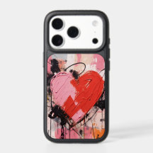 Capa para iPhone 17 Pro com Coração Pintado Abstra