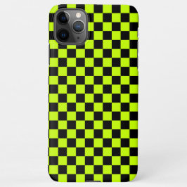 Capa Para iPhone Acid green black checkerboard pattern