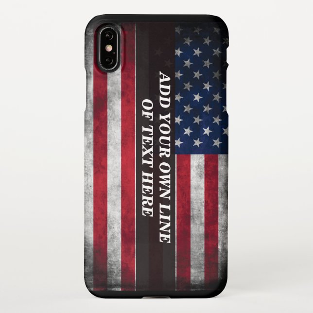 Capa Para iPhone Adicione seu texto ao sinalizador americano (Verso)