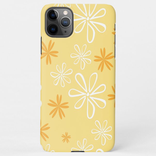 Capa Para iPhone almofada de lançamento com padrão floral branco e  (Verso)