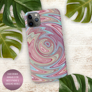 Capa Para iPhone Aqua Turquoise Blue Blush Swirl Art