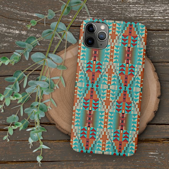 Capa Para iPhone Aqua Turquoise Terracotta Queimou Arte Tribal Lara (Criador carregado)
