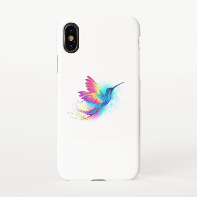Capa Para iPhone Arco-Íris Exótico Hummingbird (Verso)