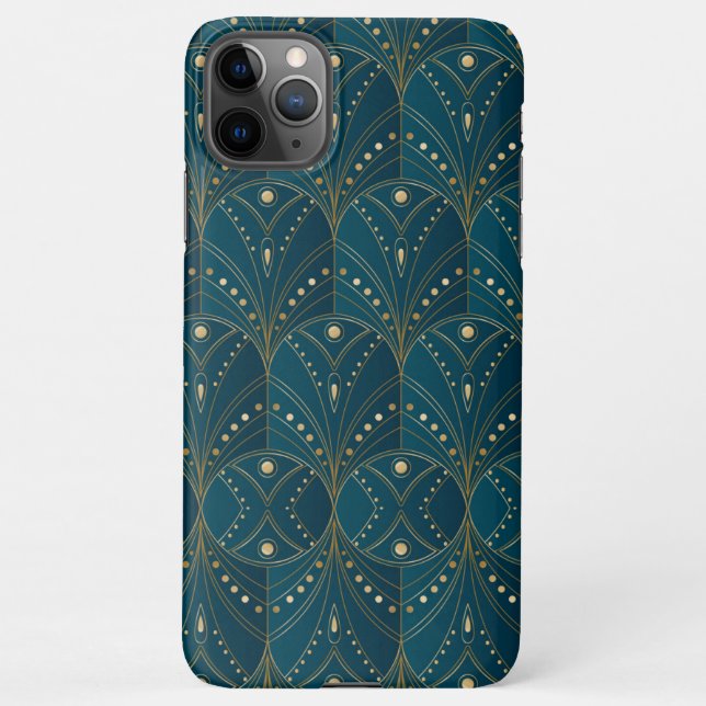 Capa Para iPhone Art Deco pattern with gold geometric shapes (Verso)