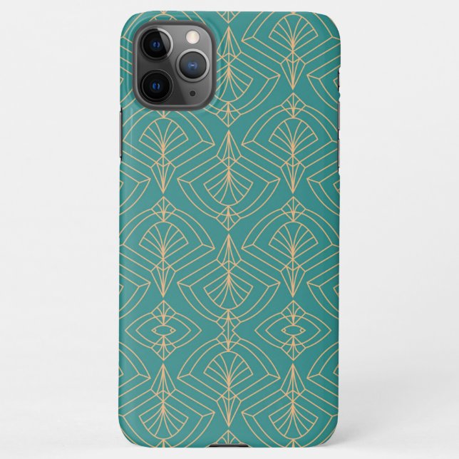 Capa Para iPhone Art Deco pattern with gold geometric shapes  (Verso)