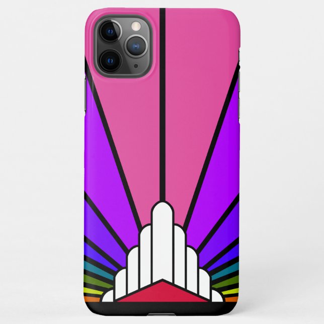 Capa Para iPhone Art deco sun no arco-íris (Verso)