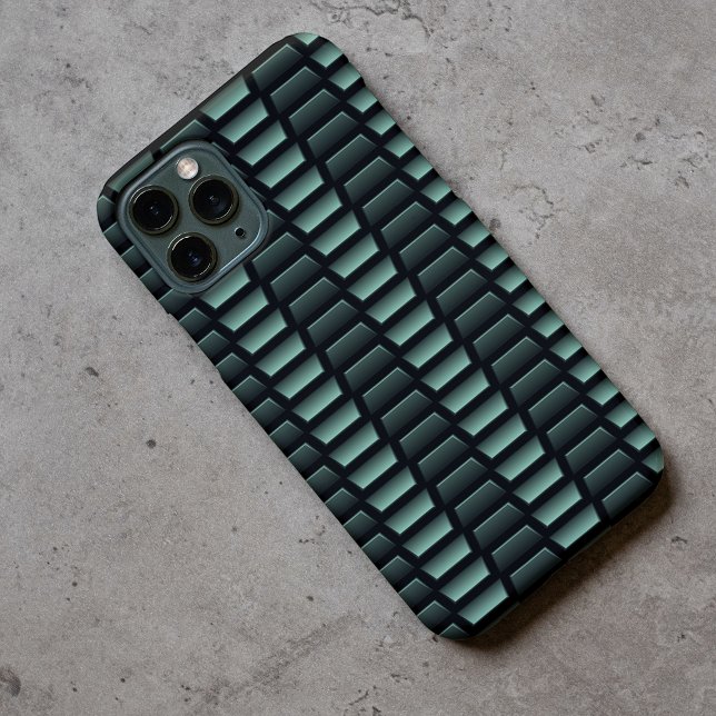 Capa Para iPhone Azul Escuro Verde Industrial Faux Aço Inoxidável (Criador carregado)