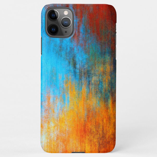 Capa Para iPhone azul-turquesa, laranja e vermelho abstrato (Verso)