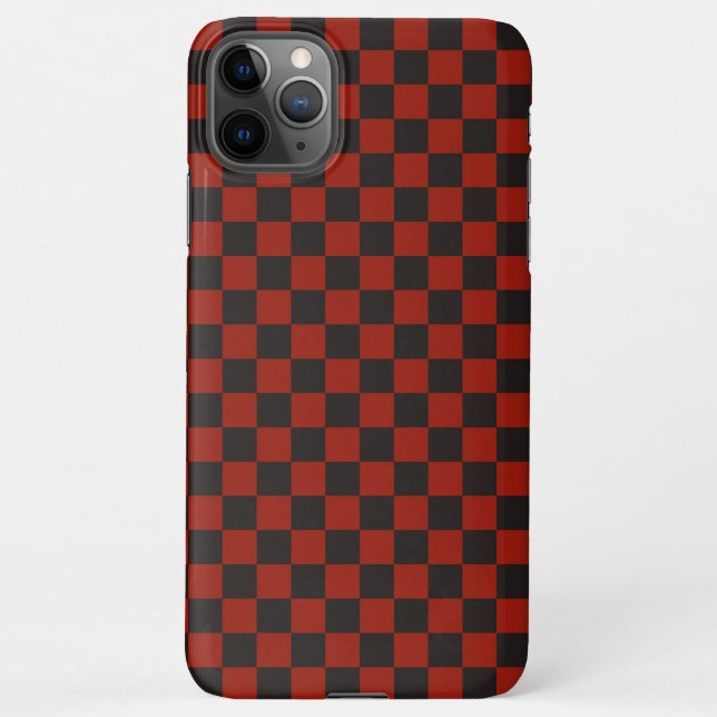 Capa Para iPhone Black and Deep red checkerboard pattern (Verso)