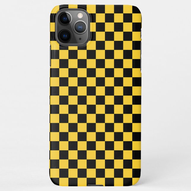 Capa Para iPhone Black and gold checkerboard pattern (Verso)