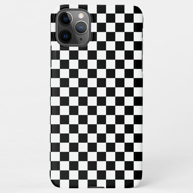 Capa Para iPhone Black and white checkerboard pattern  (Verso)