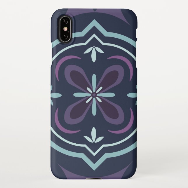 Capa Para iPhone blueish floral tiling pattern (Verso)