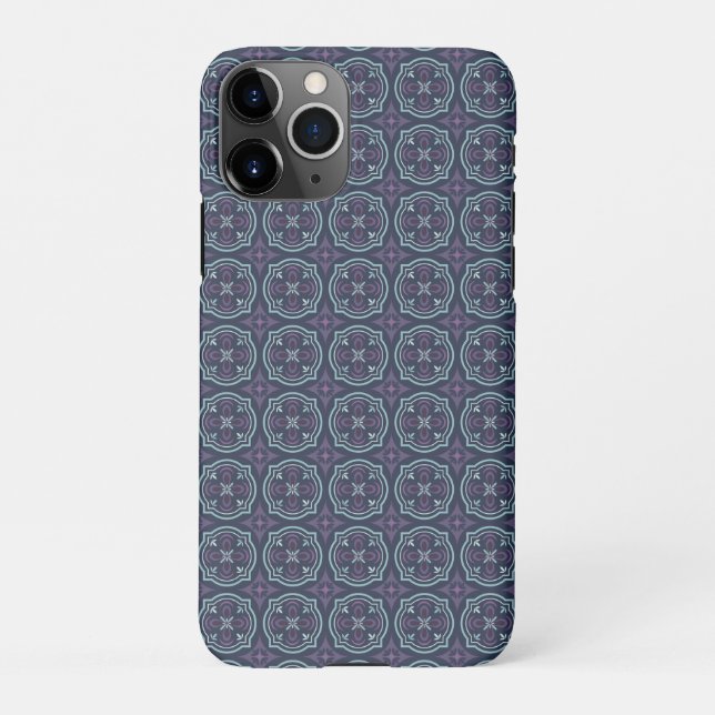 Capa Para iPhone blueish floral tiling pattern (Verso)