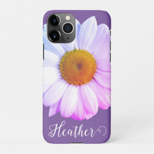 Capa Para iPhone Boho Daisy na Capa de telefone do nome roxo